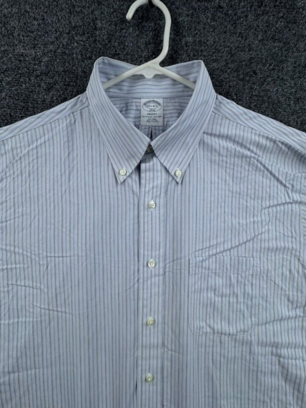 Brooks Brothers Button-Down Regent Non-Iron All Cotton Striped 17.5 4/5 Blue